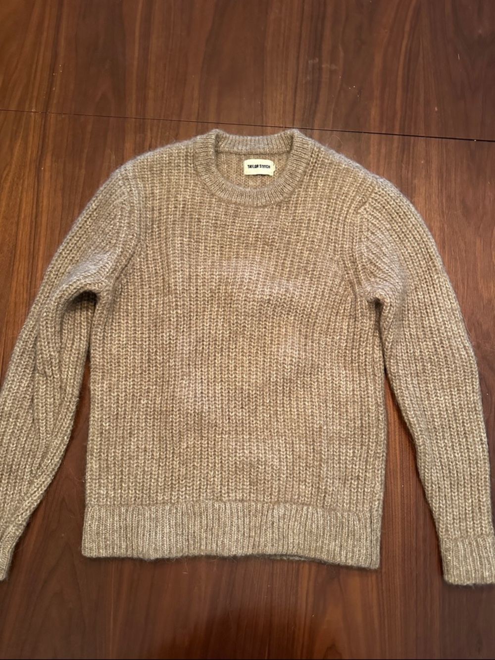 Taylor Stitch Beige Ribbed Alpaca Crewneck Sweater Small (38)